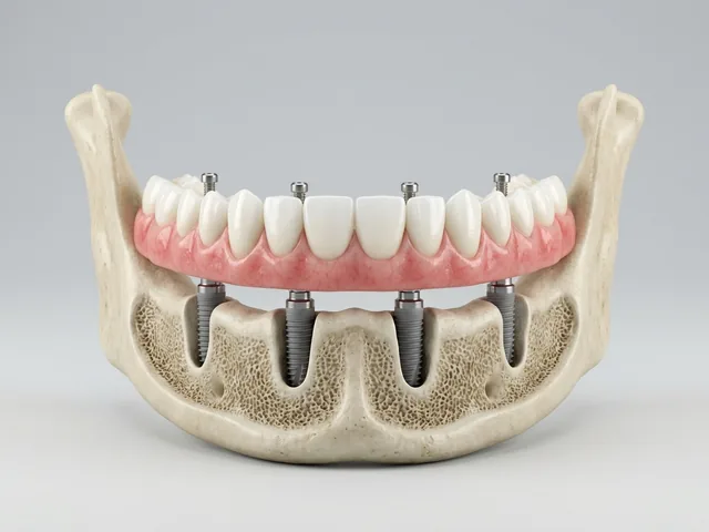 The finished full arch of fixed teeth
