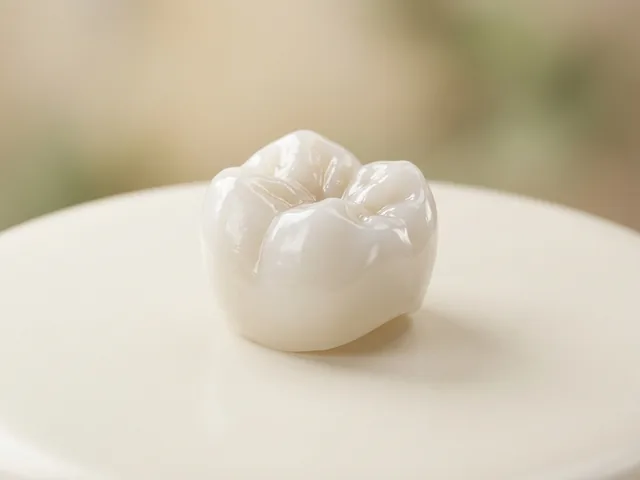 A custom porcelain crown crafted and color-matched