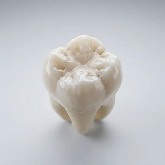 Molar with an invisible tooth-colored composite filling