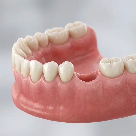A gap where a tooth is missing
