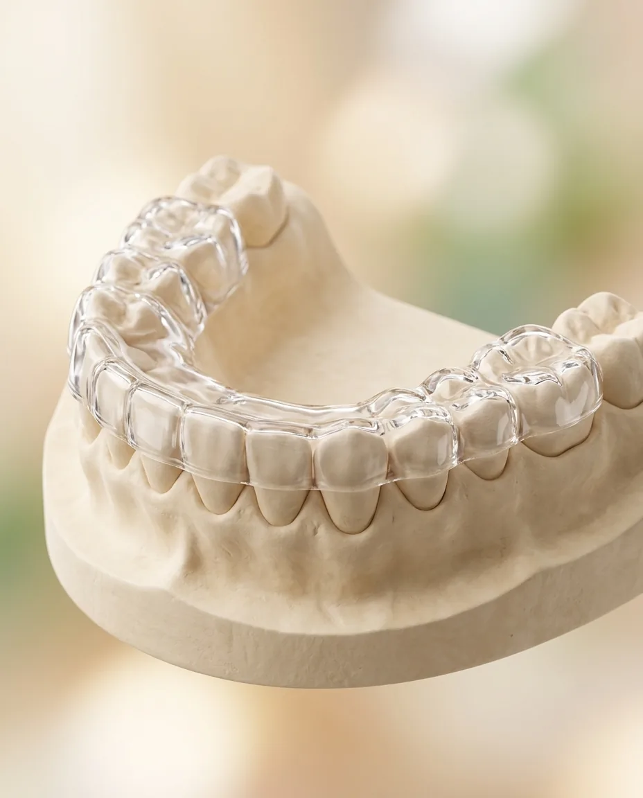 A clear custom dental night guard