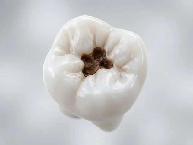 Un molar con una caries oscura