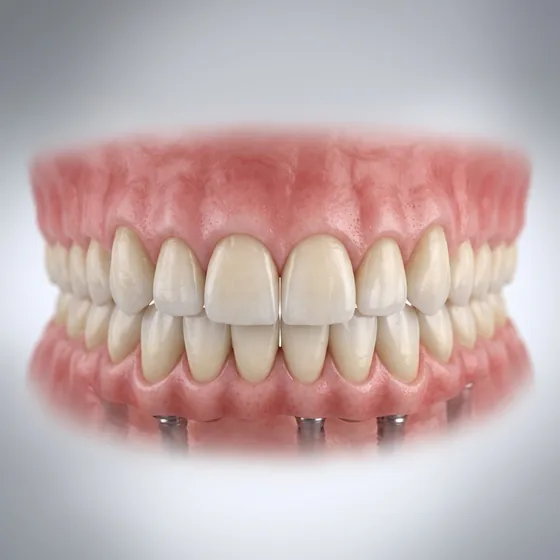 Arcada completa de dientes fijos de aspecto natural