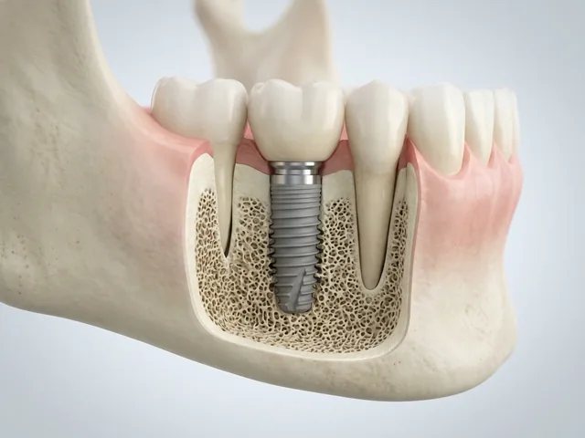Hueso cicatrizado con un implante dental colocado