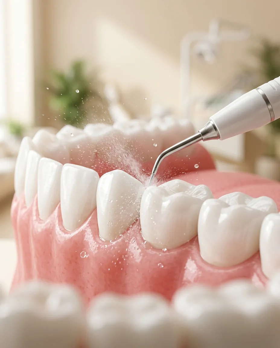Limpieza dental profesional con un escarificador ultrasónico