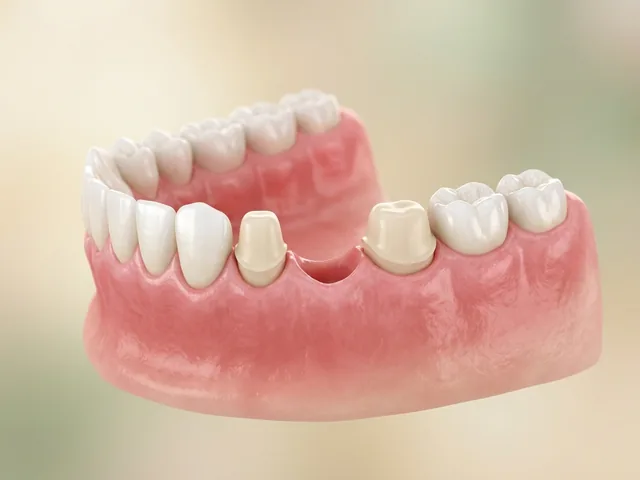 Los dos dientes junto a un espacio reformados como soportes